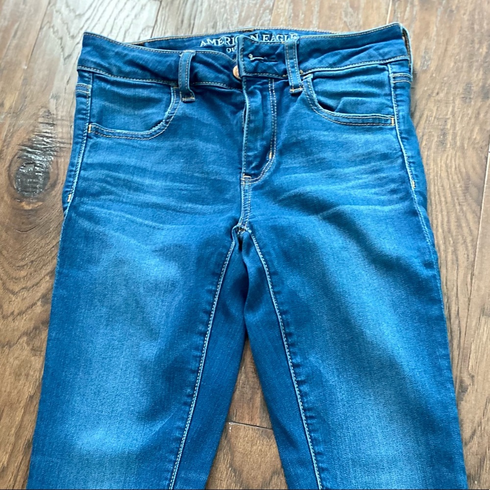 American Eagle Blue Skinny Jeans, Size 4